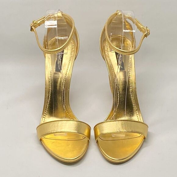 DOLCE&GABBANA Sculpted-Heel Metallic Leather Sandals size 41 - Picture 2 of 14